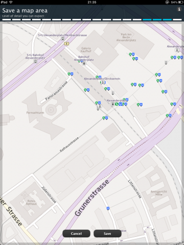 Offline-Kartendownload - Nokia Here Maps auf dem iPad (Screenshot: Golem.de)